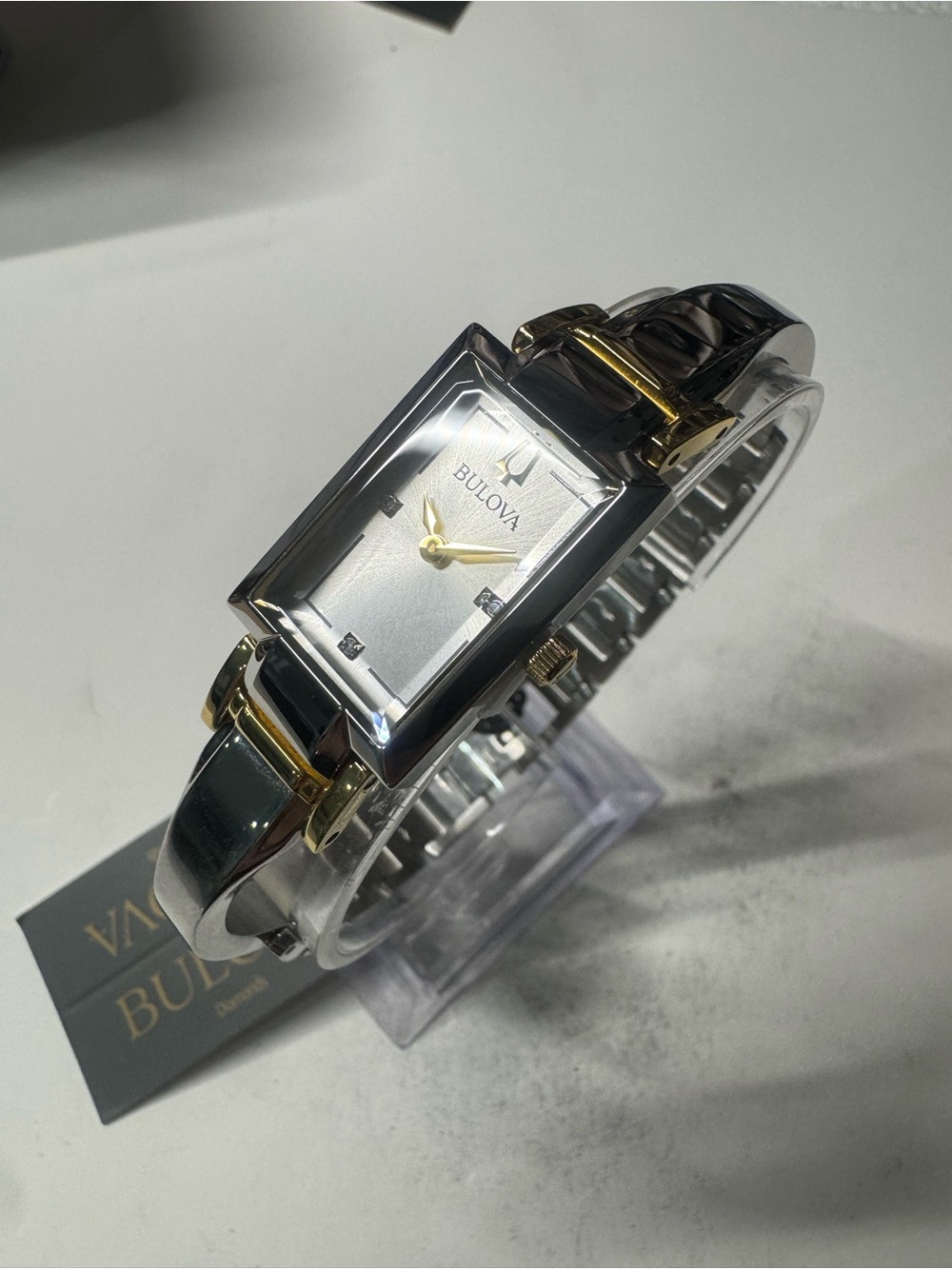 Bulova Two-Tone Silver and Gold Rectangular Women's Watch - Picture 3 of 9